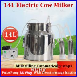 14L Pulse Pump Electric Milking Machine Stainless Steel Bucket Cattle Cow Milker