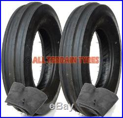 2x 6.00-16 8 Ply Classic Vintage Tractor 3 Rib Front Tyres & Tubes 600-16 600x16