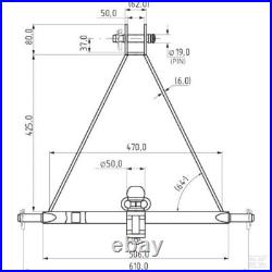 3 POINT LINKAGE TOW HITCH Compact Tractor Mounted Towing Cat 1 Triangle Pin