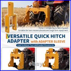 3 Point Quick Hitch Adapter Attachment 2'' for Category 1 & 2 Tractor Yellow