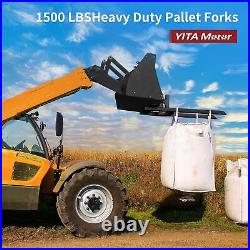 60Clamp on Pallet Forks 2000lbs Forklift withStabilizer Bar Tractor Loader Bucket