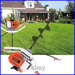 63cc Petrol Earth Auger Fence Post Hole Borer Ground Drill Digger Machine 1.2L