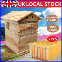 7 Pcs Free Flowing Honey Hive Beehive Frames+Beekeeping Brood Cedarwood Box UK