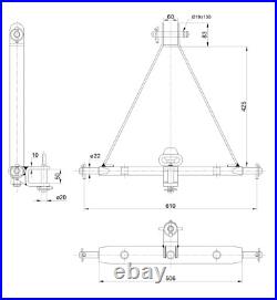 A Frame 3 Point Tow Hitch Tractor Mounted Towing Cat 1 Ball Pin 610mm CE Marked