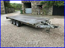 #B1059 2012 Ifor Williams LM186G3 triple tri axle flatbed trailer 18 foot LED IW