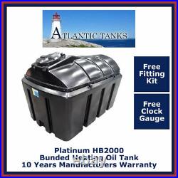 Domestic Heating Oil Storage Tank 2000ltrs Horizontal Platinum Bunded
