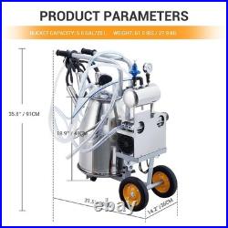 Electric Cow Goat Milking Machine 25L Stainless Steel Dairy Farm Pump