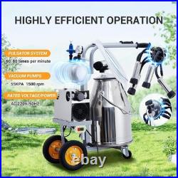 Electric Cow Goat Milking Machine 25L Stainless Steel Dairy Farm Pump