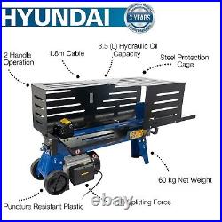 Electric Log Splitter 7 Tonne Horizontal Hydraulic Ram Steel Cage 250mm Hyundai