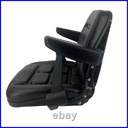FORKLIFT TRACTOR SUSPENSION SEAT BLACK PVC MOWER DIGGER with Armrest+Safty Belt