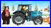 Farmer_Hard_Working_Blue_Tractor_With_A_Snow_Plough_And_Shearing_The_Sheep_Vehicles_Farm_01_lj