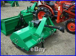 Kubota B7001 compact mini loader tractor and new flail mower, Rotavator and Box