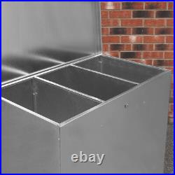 Large Feed Bins Storage 64L Galvanised Metal Waterproof Outdoor 3 Compartments