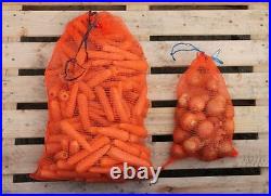 Orange Vegetable Net Sack Bag Drawstring Raschel Bags Mesh Logs Kindling Sacks