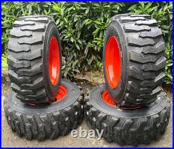 Orentunner 4x 12-16.5 NHS Skid Steer Steel Wheels Orange 8 Lug Bobcat