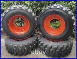 Orentunner 4x 12-16.5 NHS Skid Steer Steel Wheels Orange 8 Lug Bobcat