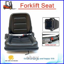 PVC Forklift Seat Suspension Tractor Seat with 140° Adjustable Back, Brown