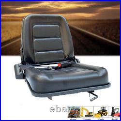 PVC Forklift Seat Suspension Tractor Seat with 140° Adjustable Back, Brown