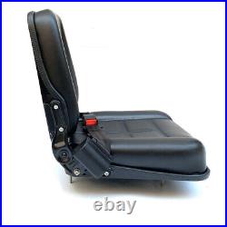 PVC Seat + Slide Rails Adjustable Dumper Mower Tractor Forklift Digger Black