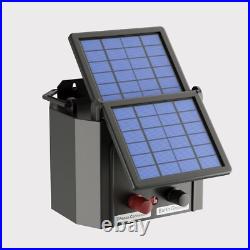 Solar Electric Fence Energiser Battery Powered 0.35J 10km Farm Pet Animal UK