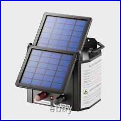 Solar Electric Fence Energiser Battery Powered 0.35J 10km Farm Pet Animal UK