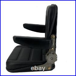 UNIVERSAL SUSPENSION TRACTOR SEAT for DUMPER FORKLIFT MOWER DIGGER BLACK&Armrest