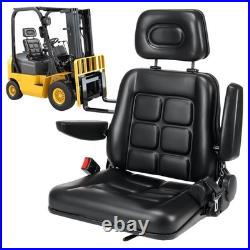 Universal Adjustable Forklift Tractor Seat with Headrest Safety Belt Armrests UK