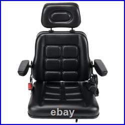 Universal Adjustable Forklift Tractor Seat with Headrest Safety Belt Armrests UK