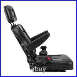 Universal Adjustable Forklift Tractor Seat with Headrest Safety Belt Armrests UK