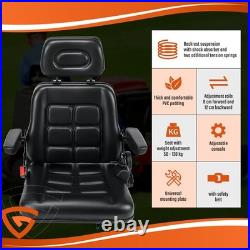 Universal Adjustable Forklift Tractor Seat with Headrest Safety Belt Armrests UK