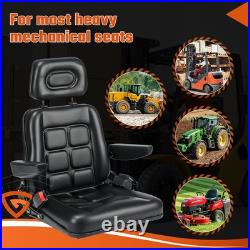 Universal Adjustable Forklift Tractor Seat with Headrest Safety Belt Armrests UK