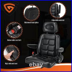 Universal Adjustable Forklift Tractor Seat with Headrest Safety Belt Armrests UK