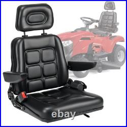 Universal Adjustable Forklift Tractor Seat with Headrest Safety Belt Armrests UK