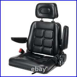Universal Adjustable Forklift Tractor Seat with Headrest Safety Belt Armrests UK