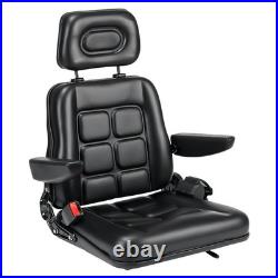 Universal Adjustable Forklift Tractor Seat with Headrest Safety Belt Armrests UK