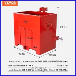 VEVOR Ballast Box 3 Point Category 1 Tractor 800lbs 5cu. Ft Tractor Ballast Box