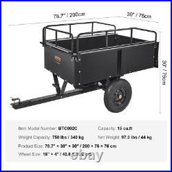VEVOR Dump Trailer Tow Behind Dump Cart 750 lbs 15 Cu. Ft. Steel Construction