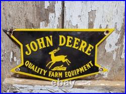 Vintage John Deere Porcelain Sign Old Farm Equipment Tractor Agricultural Barn