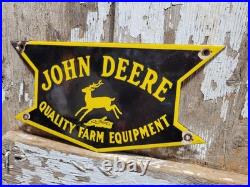 Vintage John Deere Porcelain Sign Old Farm Equipment Tractor Agricultural Barn