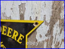 Vintage John Deere Porcelain Sign Old Farm Equipment Tractor Agricultural Barn