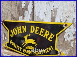 Vintage John Deere Porcelain Sign Old Farm Equipment Tractor Agricultural Barn
