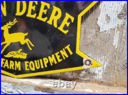 Vintage John Deere Porcelain Sign Old Farm Equipment Tractor Agricultural Barn
