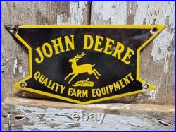 Vintage John Deere Porcelain Sign Old Farm Equipment Tractor Agricultural Barn