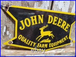 Vintage John Deere Porcelain Sign Old Farm Equipment Tractor Agricultural Barn
