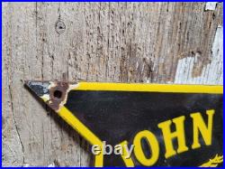 Vintage John Deere Porcelain Sign Old Farm Equipment Tractor Agricultural Barn