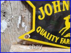 Vintage John Deere Porcelain Sign Old Farm Equipment Tractor Agricultural Barn