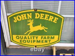 Vintage John Deere Porcelain Sign Old Farm Tractor Equipment Agricultural Dealer
