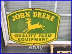 Vintage John Deere Porcelain Sign Old Farm Tractor Equipment Agricultural Dealer
