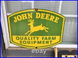 Vintage John Deere Porcelain Sign Old Farm Tractor Equipment Agricultural Dealer