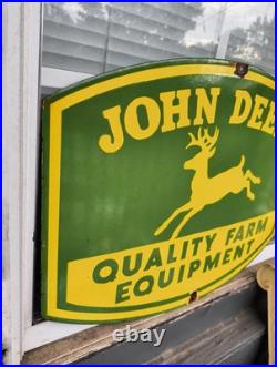 Vintage John Deere Porcelain Sign Old Farm Tractor Equipment Agricultural Dealer